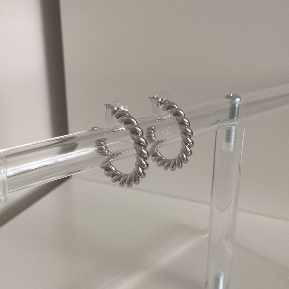 Silver Twisted Hoop Earrings